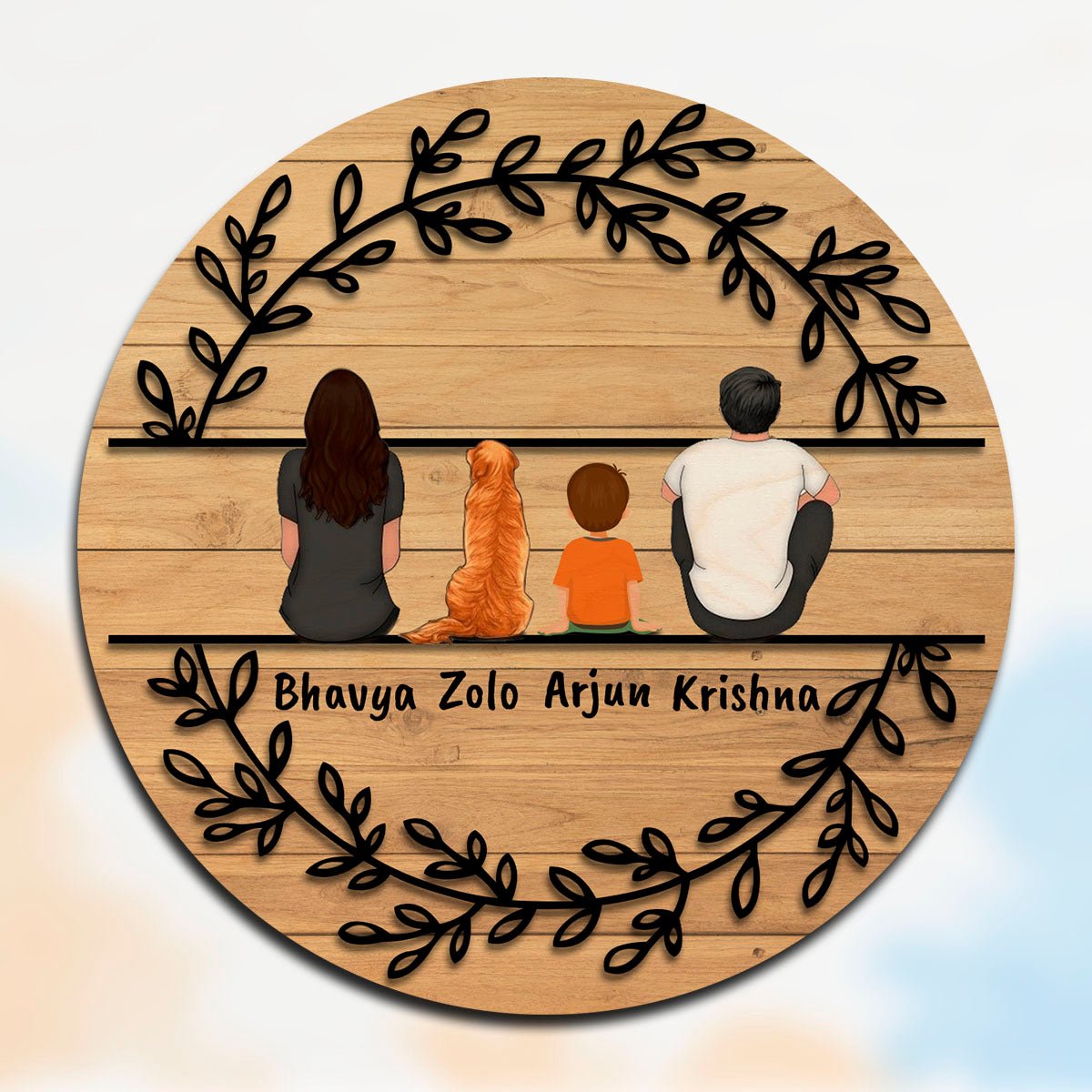 Wreath-Leaf House Name Board Design for Entrance Door - Sblossom