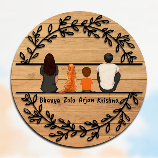 Wreath-Leaf House Name Board Design for Entrance Door - Sblossom