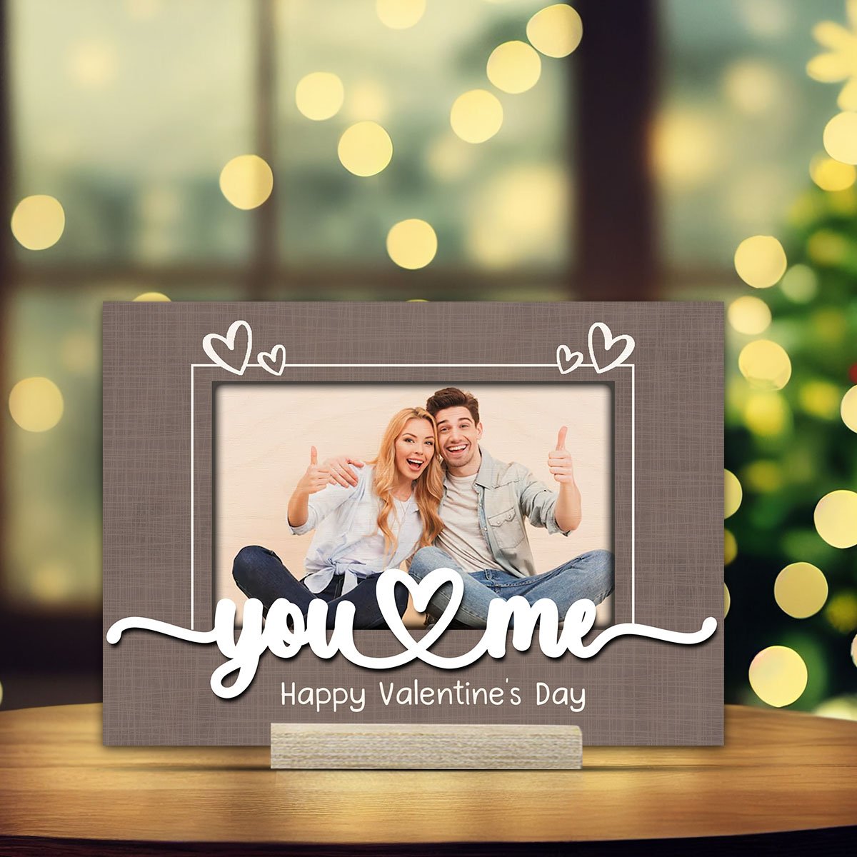 You and Me Couple Frame in Wood with 3D Personalized Photo Design - Sblossom