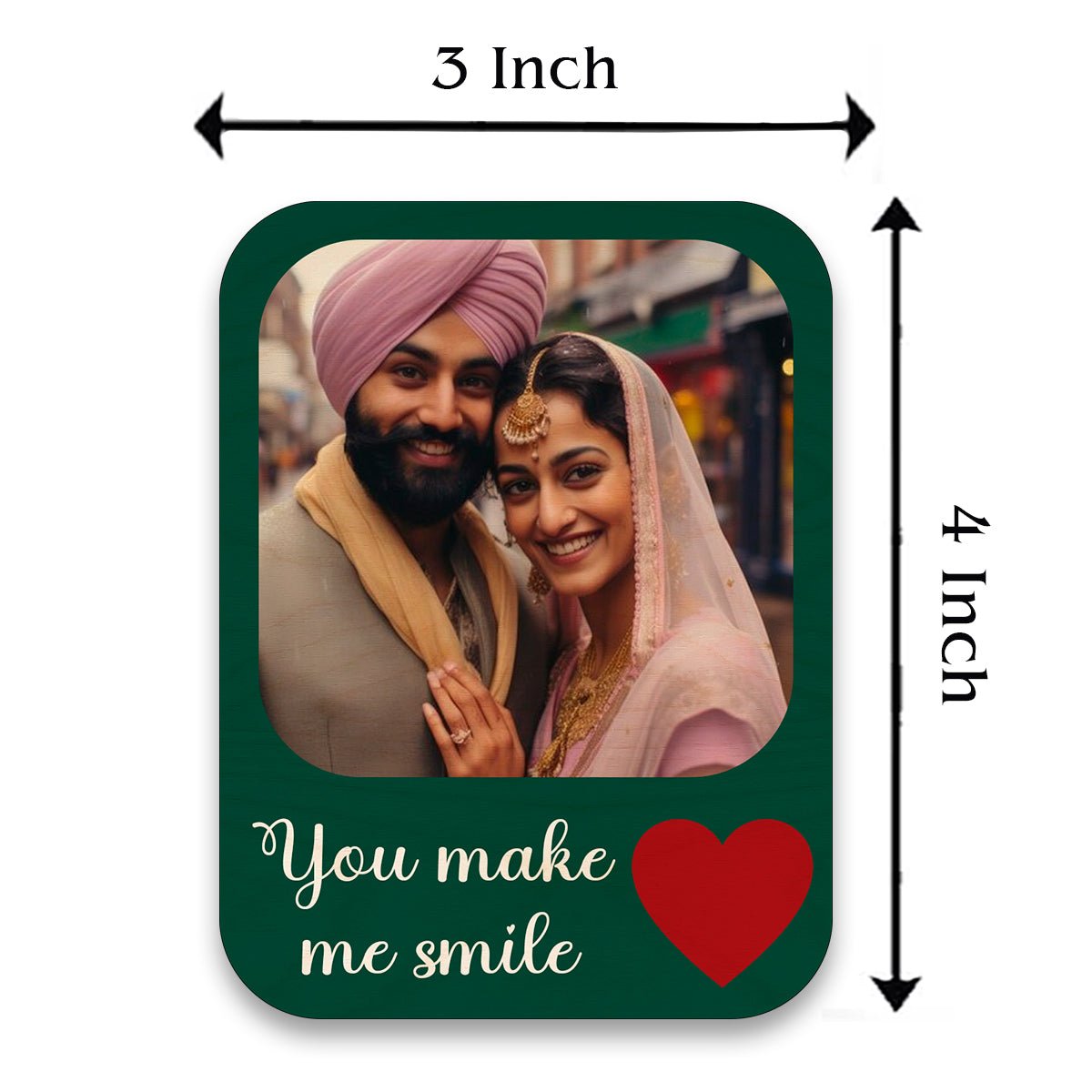 You Make Me Smile Couple Magnet in Wood with Photo Print Design - Sblossom