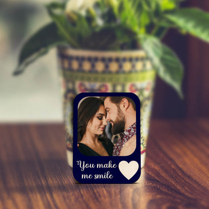 You Make Me Smile Couple Magnet in Wood with Photo Print Design - Sblossom