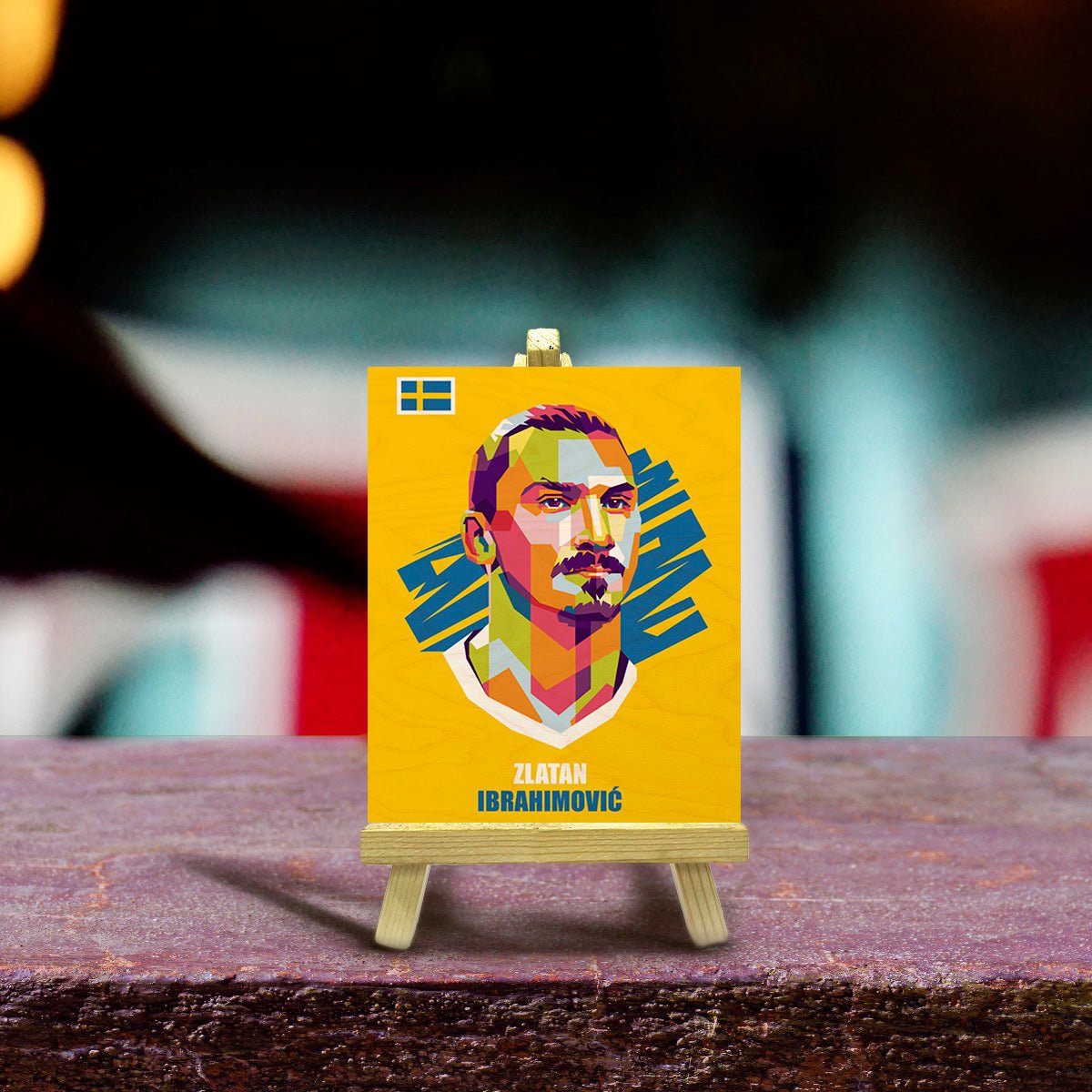 Zlatan Minimalist Wood Print with Stand for Football Fans - Sblossom