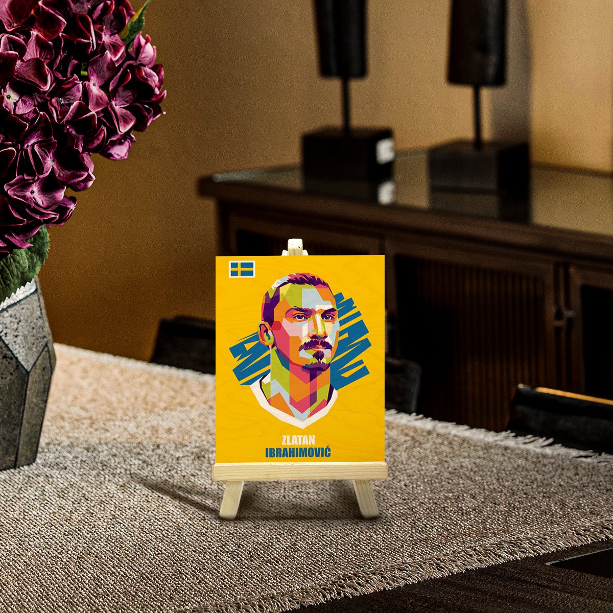 Zlatan Minimalist Wood Print with Stand for Football Fans - Sblossom