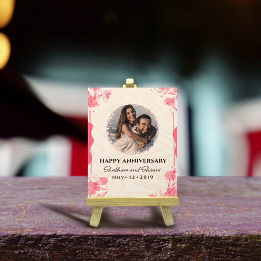 Happy Anniversary Wood Print | Personalized | 4X6 Inches - Image 2