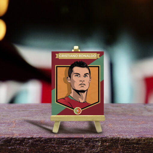 Minimalist Cristiano Ronaldo Wood Print With Easel Stand | 4X6 Inches - Image 2