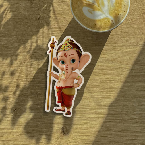 Cute God Ganesh Wooden Fridge Magnet - Image 2