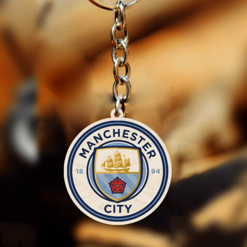 Manchester City Wooden Keychain