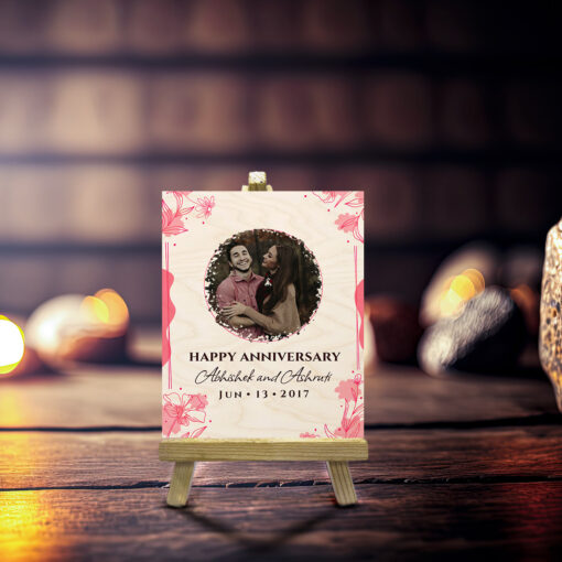 Happy Anniversary Wood Print | Personalized | 4X6 Inches - Image 4