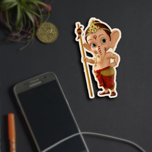 Cute God Ganesh Wooden Fridge Magnet - Image 3