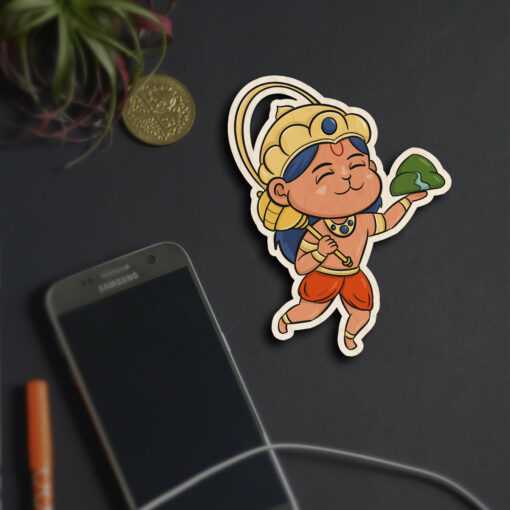 Cute God Hanuman Wooden Fridge Magnet - Image 3