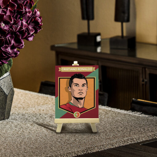 Minimalist Cristiano Ronaldo Wood Print With Easel Stand | 4X6 Inches - Image 4