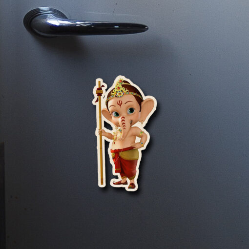 Cute God Ganesh Wooden Fridge Magnet - Image 5