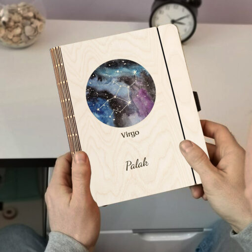 Virgo Personalized  Wooden Notebook