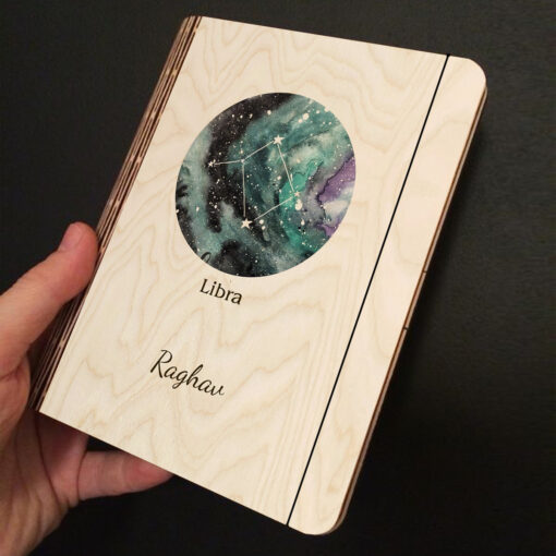 Libra Personalized Wooden Notebook - Image 3