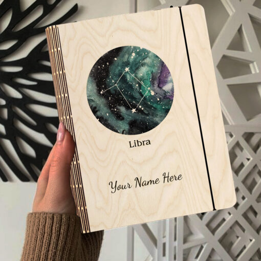 Libra Personalized Wooden Notebook - Image 4