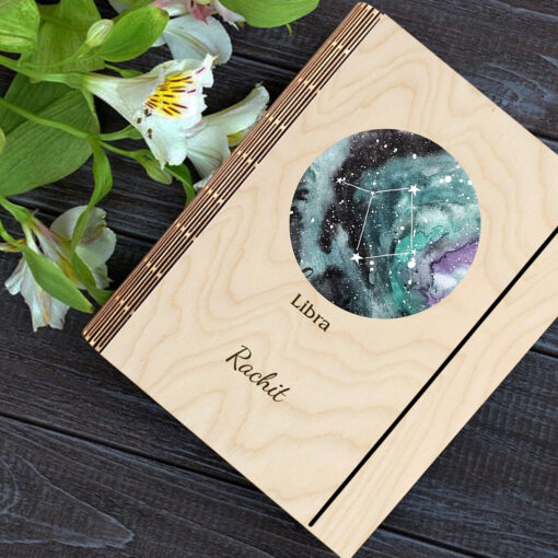 Libra Personalized Wooden Notebook - Image 5