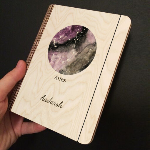 Aries Personalized Wooden Notebook - Image 3