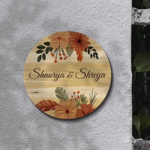 Bohemian Floral Theme Wooden Name Plate| Personalized | 12X12 Inches - Image 5