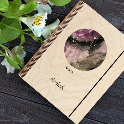 Aries Personalized Wooden Notebook - Image 5