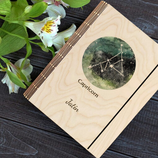 Capricorn Personalized Wooden Notebook - Image 5