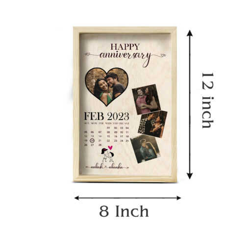 Happy Anniversary Wood Print Frame | Personalized | 12X8 Inches - Image 3