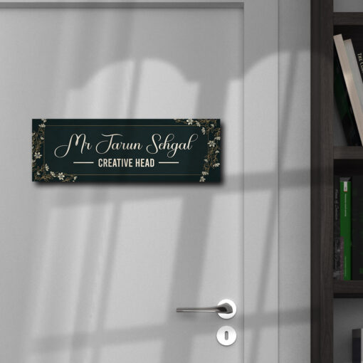 Dark Floral Office Name Plate | Personalized | 12*4 Inch - Image 2