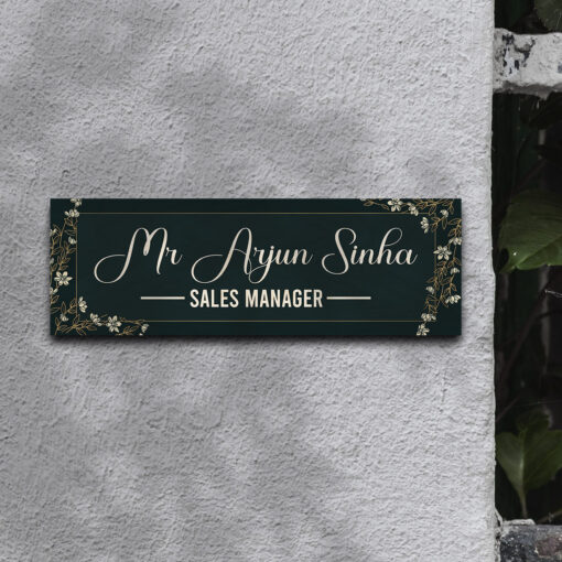 Dark Floral Office Name Plate | Personalized | 12*4 Inch - Image 5