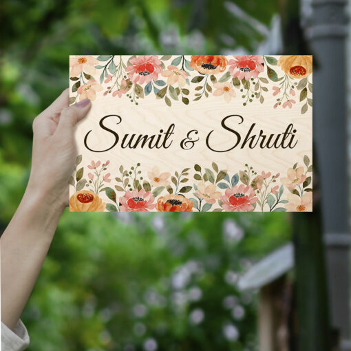 Floral Wooden Name Plate | Personalized - Image 5