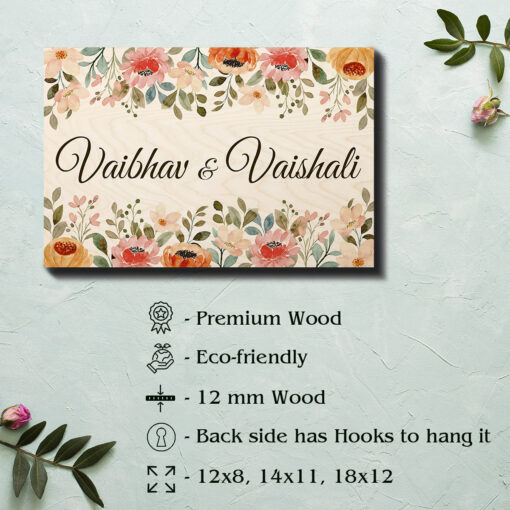 Floral Wooden Name Plate | Personalized - Image 6