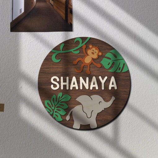 Personalized Kids Room Name Plate Animal Theme - Image 3