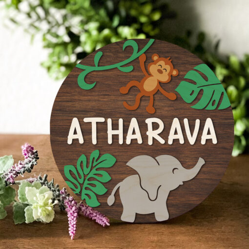 Personalized Kids Room Name Plate Animal Theme