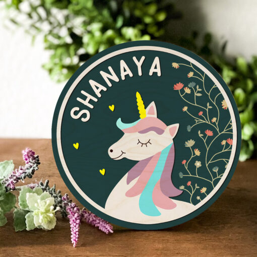 Personalized Unicorn Name Plate| Wooden