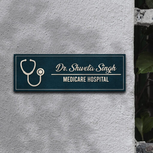 Personalized 3D Wooden Name Plate For Doctors