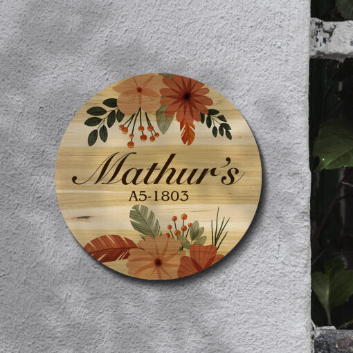 Bohemian Floral Theme Wooden Name Plate| Personalized | 12X12 Inches