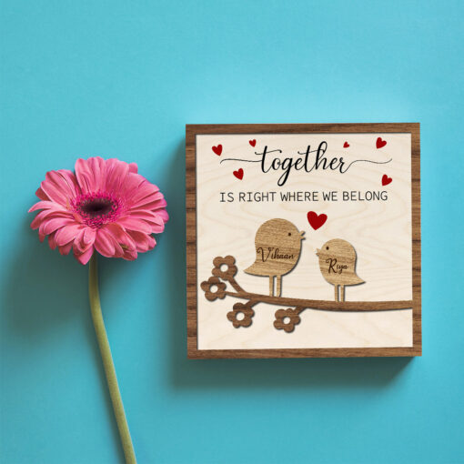 Love Birds Couple Wood Print | Personalized - Image 2