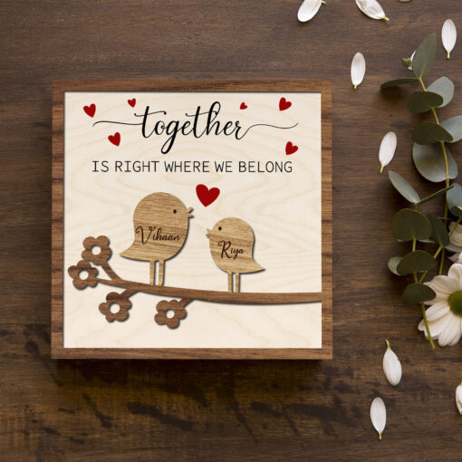 Love Birds Couple Wood Print | Personalized