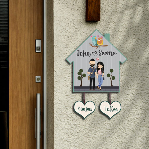 Personalized | Hut Design Name Plate With Two Pets - Image 5