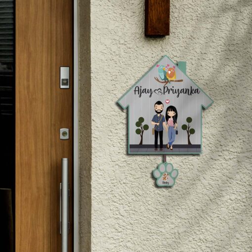 Personalized | Hut Design Name Plate With Two Pet'S Paw - Image 23