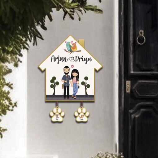 Personalized | Hut Design Name Plate With Two Pet'S Paw - Image 10