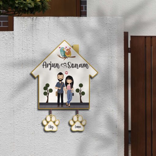 Personalized | Hut Design Name Plate With Two Pet'S Paw - Image 11