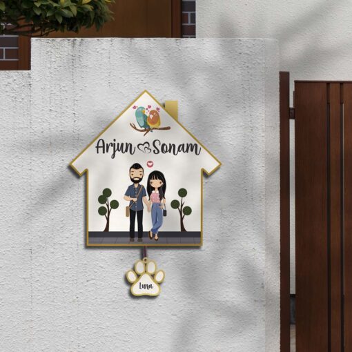 Personalized | Hut Design Name Plate With Two Pet'S Paw - Image 16