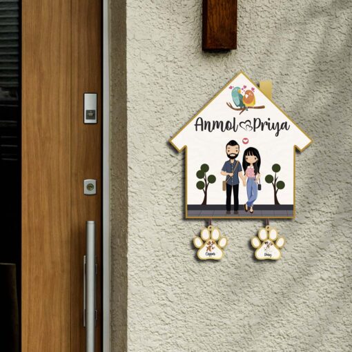 Personalized | Hut Design Name Plate With Two Pet'S Paw - Image 12