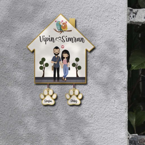 Personalized | Hut Design Name Plate With Two Pet'S Paw - Image 13