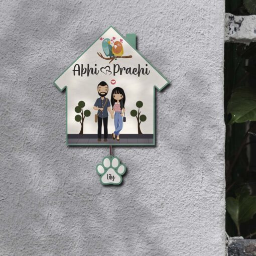 Personalized | Hut Design Name Plate With Two Pet'S Paw - Image 24