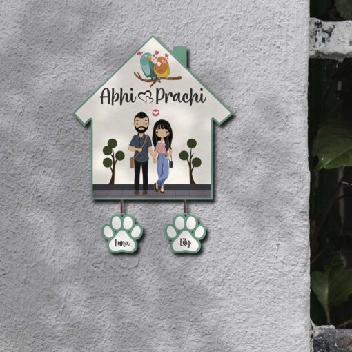 Personalized | Hut Design Name Plate With Two Pet'S Paw - Image 7