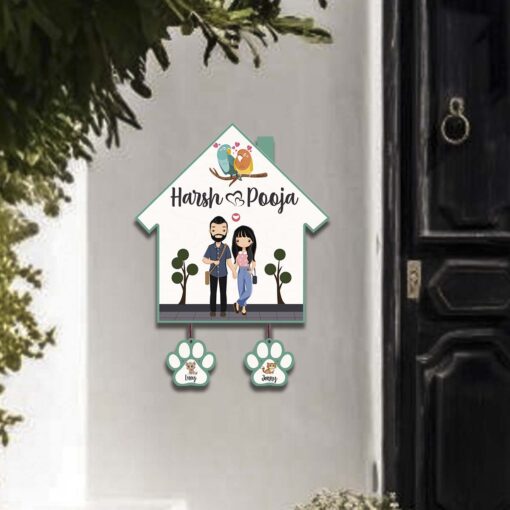 Personalized | Hut Design Name Plate With Two Pet'S Paw - Image 8