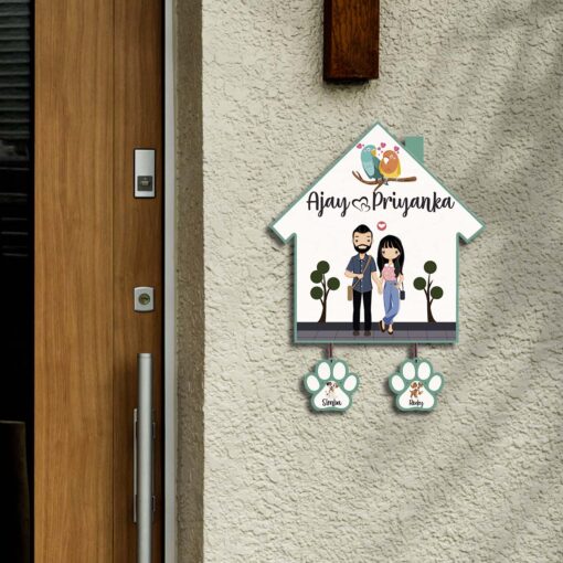 Personalized | Hut Design Name Plate With Two Pet'S Paw - Image 9