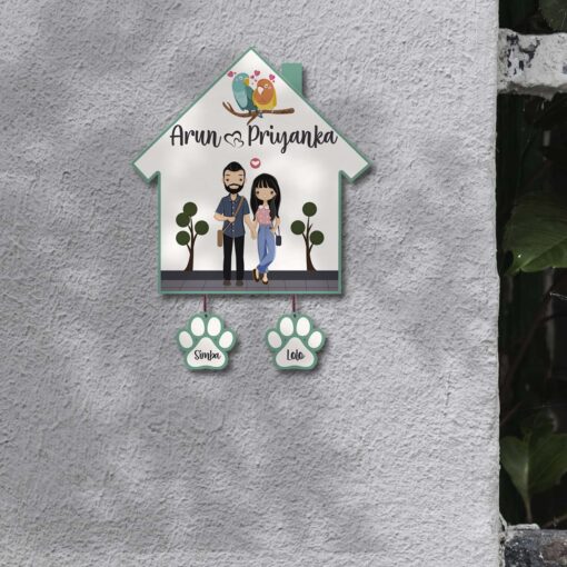 Personalized | Hut Design Name Plate With Two Pet'S Paw - Image 6