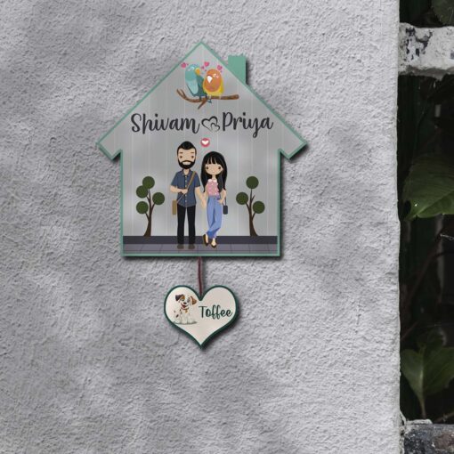 Personalized | Hut Design Name Plate With Two Pets - Image 8