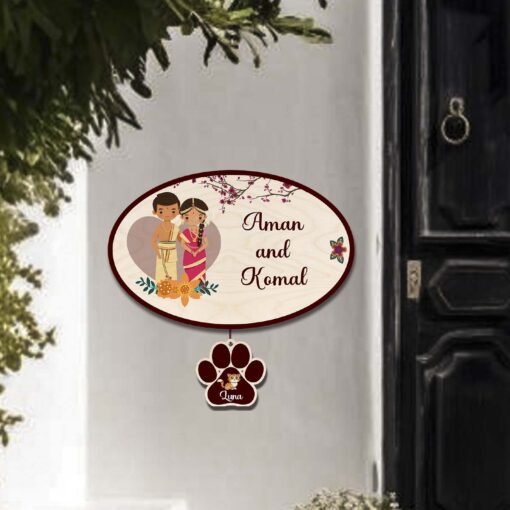 Personalized | South Couple Theme Name Plate With Two Paw Sign Pets - Image 6